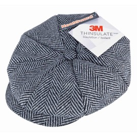 sock snob men's winter lined flat cap made of wool in dark grey - Large / X-Large