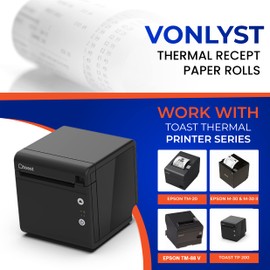 Vonlyst Thermal Printer Paper Roll for Toast TP200 Receipt Printer Point of Sale (12 rolls)