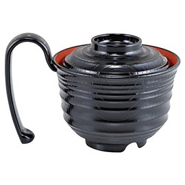 Bowl: Fukui Crafts 3-183-5 Grippy Bowl with Totte Lid, Lacquerware, Vermilion Black Inner Size, 5.4 x 3.0 x 3.3 inches (13.7 x 10.1 x 8.5 cm), 10.8 fl oz (300 cc)