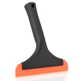 1PCS Window Squeegee with Handle, Flexible Rubber Squeegee, Shower Squeegees, for Glass, Mirrors, Car Windows, Bathroom, 6 INCH (Black+Orange)
