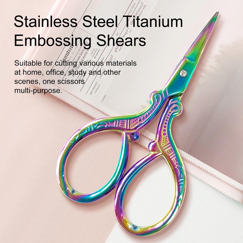 Jaasuee 3.57 Inch Mini Rainbow Scissors, Sharp Stainless Steel Embroidery