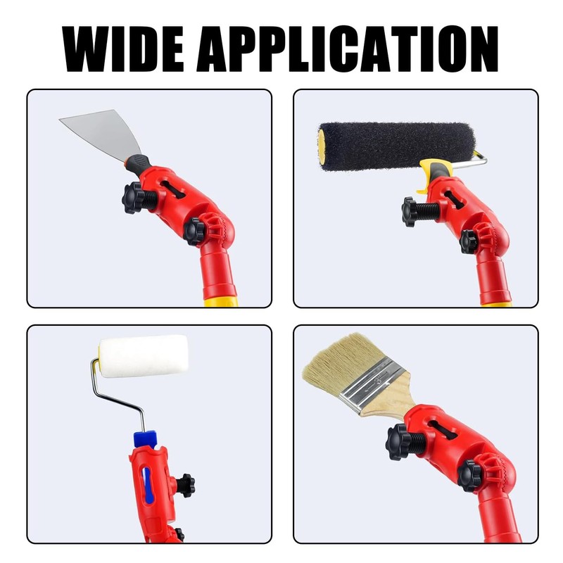 Multi-Angle Paint Brush Extender,Rotating Head Extension Pole Attachments For High