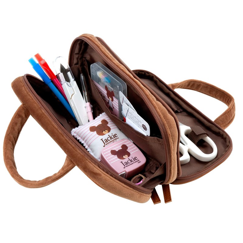 Misasa Bear School W Zipper Bag No.1793 Brown