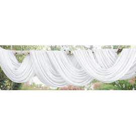 WARM HOME DESIGNS White & White Color Chiffon Wedding Arch Drapery Fabric. Pair of 288" (24 Feet or 8 Yards) Luxury Wedding Arch Decorations for Rustic Wedding Decor. CHW White & White 288