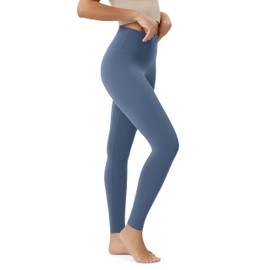 ODODOS ODLIFT Full Length Compression Leggings with Inner Pocket for Women, 28" High Waist Workout Yoga Pants, Ink Blue, Medium
