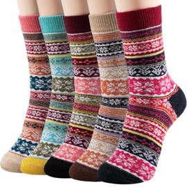 Nimalpal 5 Pairs Wool Socks - Cozy & Warm Wool Crew Socks for Men & Women, Winter & Hiking