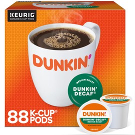 Dunkin' Donuts Decaf Keurig Single-Serve K-Cup Pods, Medium Roast, 22 Pods Per Pack, Case Of 4 Packs
