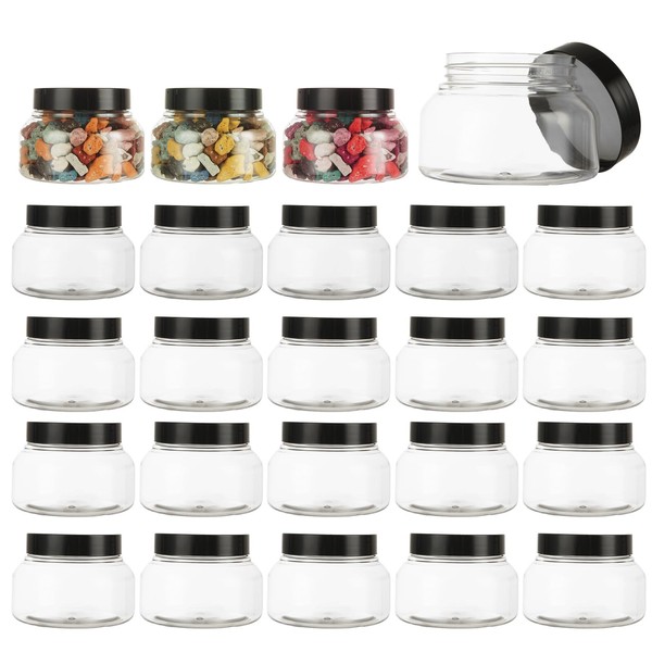 LOPYXBR 24 PCS Clear Plastic Jars with Lids 8 Oz