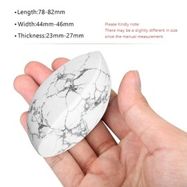 SUNYIK Polished Leaf Crystal Worry Stone for Anxiety and Stress, Healing Palm Pocket Stone for Massage Reiki Meditation, White Howlite Turquoise