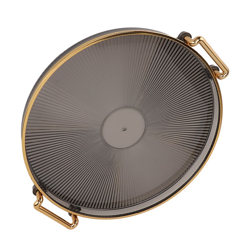Round Tray with Gold Handle Elegant Multi Functional Golden Rim