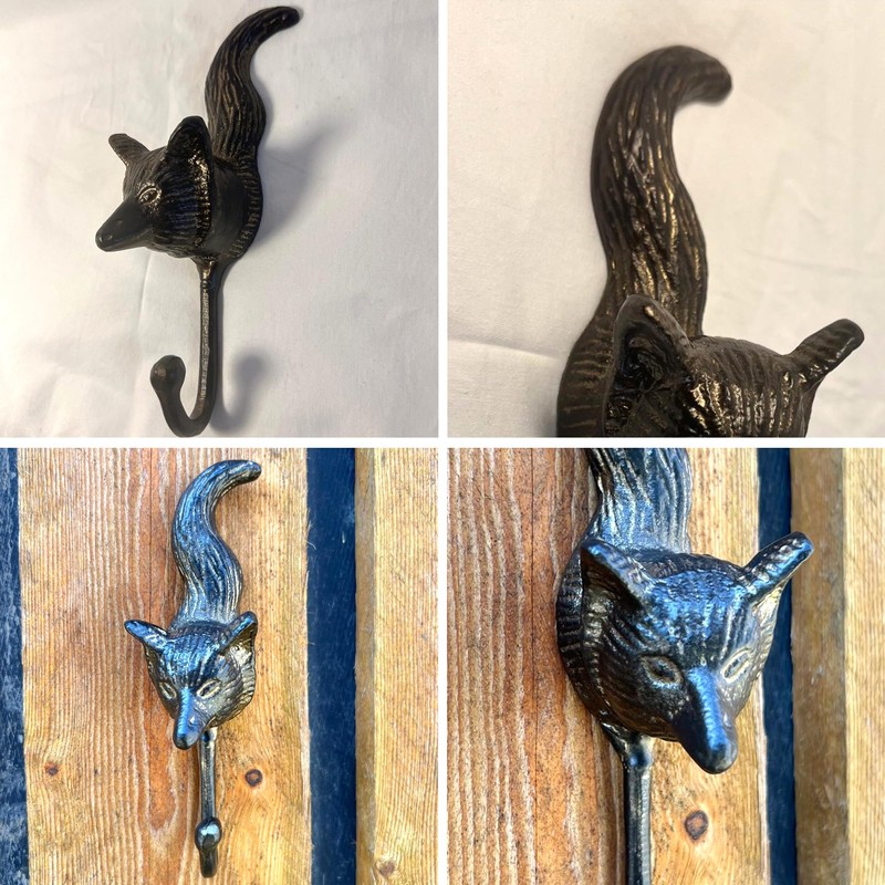 Thorness Sturdy Wall Mounted Cast Iron Fox Head Hook Hanger