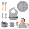 Raganet, Juego de Platos y Cubiertos para Bebé de Silicona,