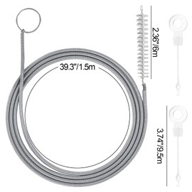 Cleaning Brush Piston Set, 1 Piece 150 cm Fridge Cleaning Brush, 2 Pieces Pistons, Long Flexible Nylon Cleaning Brush, Pipe Cleaning Spiral for Pipes with Narrow Drain Hole