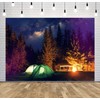 CORFOTO 9x6ft Camping Forest Backdrop Starry Sky Photo Backdrop Camping