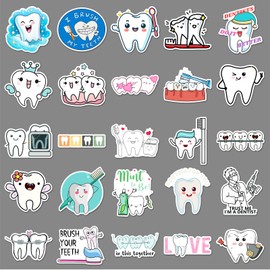 Teeth Sticker Set 50 Pieces Cute Decoration for Car Laptop Skateboard Bicycle Moped Motorcycle Bicycle Computer Suitable for Adults Children
