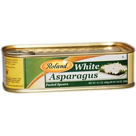 Roland Foods Canned White Asparagus Spears in Brine, Specialty Imported Food, 14.1-Ounce Rectangular Tin (Pack of 6)