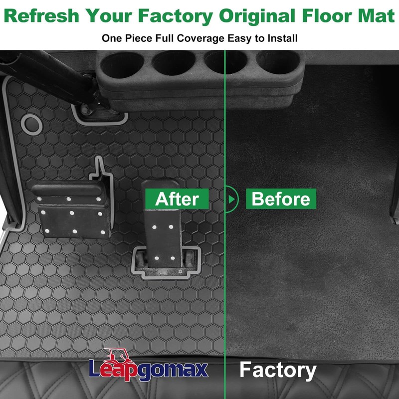 EZGO TXT Golf Cart Floor Mat, Upgraded Full Coverage Liner