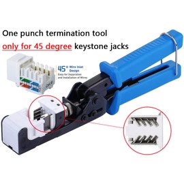 Termination Tool 45 Degree RJ45 Keystone Jack Speed Crimping Tool for Cat5e Cat6 4-Pair Keystone Jacks by Tedgetal