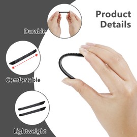 5 Pairs Eyeglass End Tips Anti-Slip Silicone Eyeglass End Tips Soft Eyeglass Temple End Tips Eyeglass Sunglasses Temple Tips for Flat Thin Metal Eyeglass Legs Black with Gray Twill