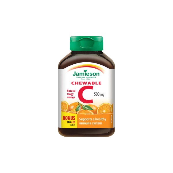 Jamieson Vitamin C Chewable 500mg (Tangy Orange) - 100 + 20 Tabs BONUS