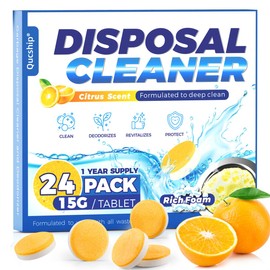 Qucship Powerful XXL Foaming Garbage Disposal Cleaner and Deodorizer Tablets - 24 Pack, Citrus Scent Garbage Disposal Cleaner, Sink Drain Clean for 1 Year Kitchen, House, Home Cleaning Essentials