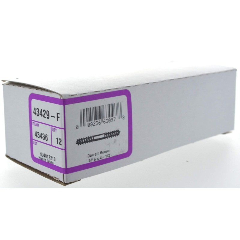 Hillman 43436 5/16-Inch x 4-1/2-Inch Dowel Screw, 12-Pack,Zinc