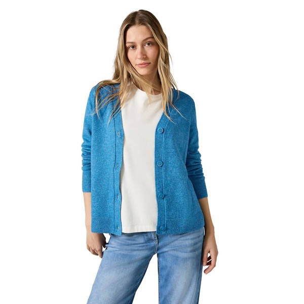 Cecil Women's Cardigan with Button Placket, Aqua Melange