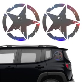 YAPKOLV Pack of 2 Stars Military Sticker 4 x 4 Off Road Sticker USA Army Old School for Motorcycle Car Bonnet Renegade (18 cm Black)