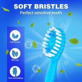 Malisseladi 5 in 1 Mini Brushes-Disposable Toothbrushes with Toothpaste + Floss + Pick + Tongue Scraper | Travel Size | Individually Wrapped | Soft | Mint | Travel Set (Sakura, 26 pcs)