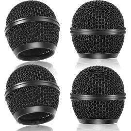 LALOCAPEYO 4PCS Metal Microphone Mouthpiece Mesh Cover Sponge Inside Black Microphone Ball Head Mesh Grille SM58 Style Microphone Grille Replacement Microphone Accessories