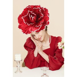 Gionforsy Fascinator Hat (Red, One Size)