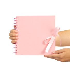 Scrapbook Photo Album Spiral Bound for Wedding Couple Travel Memory Book with 40 Pages - Medium, 8 x 8" (Pink)