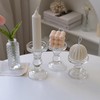 2Pcs Glass Candle Holders,Crystal Glass Candle Holder,Clear Pillar Taper Candlestick