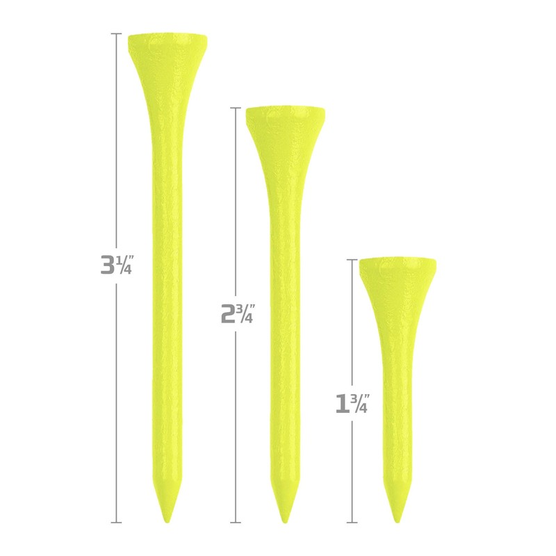 Wood Golf Tees, Neon Yellow, 3.25" (200 Tees)