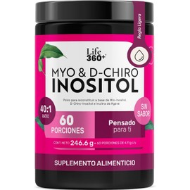 LIFE 360+ Myo y D-Chiro Inositol Mezcla 40:1 60 porciones Platinum + Prebióticos 246.6 Gramos Suplemento Alimenticio Sin Sabor Prebiotico