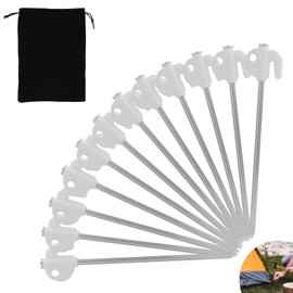 12 Stück Zeltheringe, Heringe Erdnägel Stabil, Leuchtende Bodennägel, Erdanker Bodenanker, Schraubheringe, Bodenanker Schaukel, Zelt Heringe Stark, Erdnägel Camping Zubehör für harten Boden