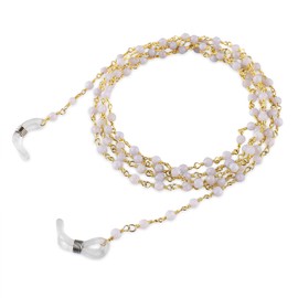 InfinityGemsArt Eyeglass Strap Natural Blue Lace Agate Gemstone Beads Eye Glasses Holders Chain, Crystal Gold Plated Rosary Spectacles Chain For Women/Men, Eyewear Jewelry Accessory