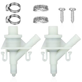 2 Pack 385311641 RV Toilet Water Valve Replacement Kit, Pedal Flush Toilet Valve Parts with Hose Clamps Mesh Filters and Screws Compatible with Dometic & Sealand 300 310 320 Series