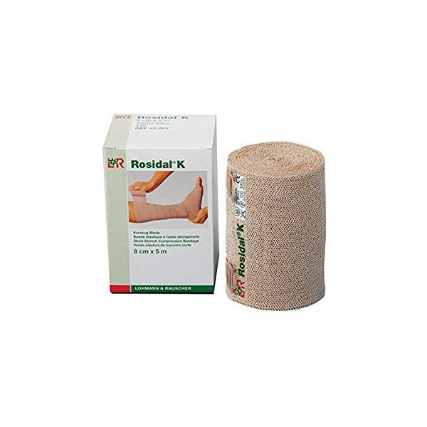 Lohmann & Rauscher-67696 Rosidal K Short Stretch Compression Bandage, For Use In The Management of Acute & Chronic Lymphedema, Edema, & Venous Insufficiency, 3.14" x 5.5 Yards (8cm x 5m), Case of 20