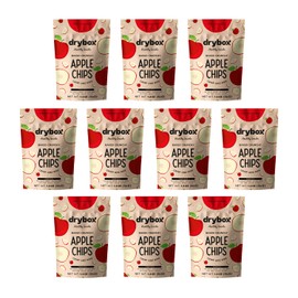 Drybox Dried Apple Chips No Sugar Added Apple Crisps 10 Pack Dehydrated Oven Baked Sliced Apple Snack Packs for School Lunch Office Picnic Exercise | Non-GMO Gluten Free Keto Snack, 1.2 oz per pack, 10 Packs