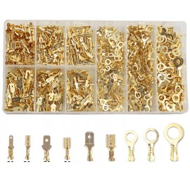 XINTAIHELE Male Female Spade Connectors Kit Non Insulated Open Barrel Bullet Connectors Copper O-Type Ring Terminal Crimp Connector Kit 600PCS