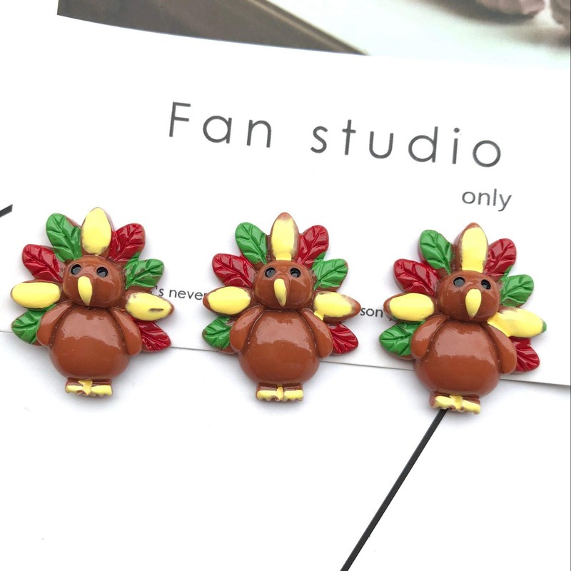 BinaryABC Thanksgiving Turkey Resin Flatback Craft Embellishment,Thanksgiving DIY Crafts Making,10Pcs