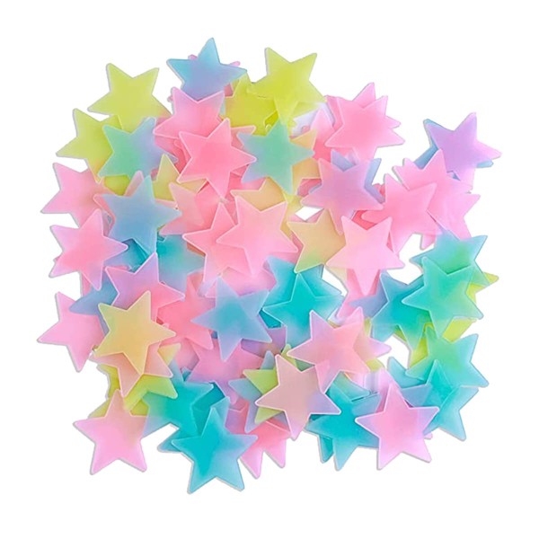 3D Glow in the Dark Star Stickers Fluorescent Wall Decals 100 Pcs Sensory Nursery Decor Stickers for Baby Kids Kids Kids Bedroom Living Room Decor