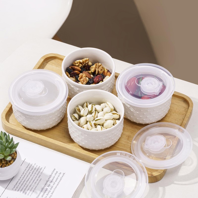 Mosuji 10 oz Set of 4 Oven-Safe Porcelain Ramekins with
