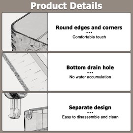 DONGKER No Drill Clear Wall Caddy,Wall Mount Removable Bathroom Storage Rack with Suction Cup for Bathroom Dorm Kitchen
