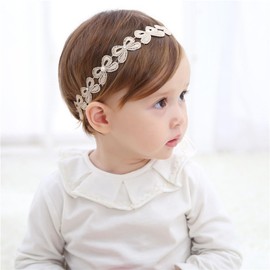 Asphinien Lace Flower Elastic Baby Girl Headbands Bow Hairbands Floral Crown Hair Accessories for Infants Toddlers Kids Birthday Party Baby Shower Headwear (Gold bow, Free)