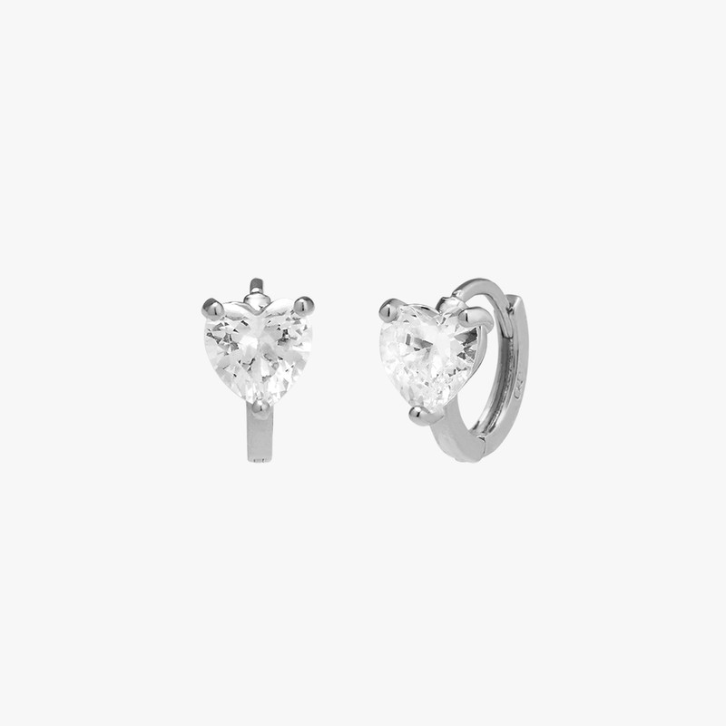 Gold&Deer 14K Goldfield Cubic Heart Round One-Touch Earrings Rose Gold
