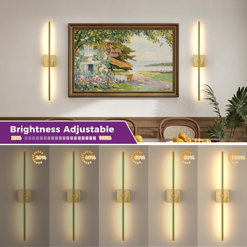 Joossnwell Wall Sconce Set of Two Battery Operated Wall Lighting