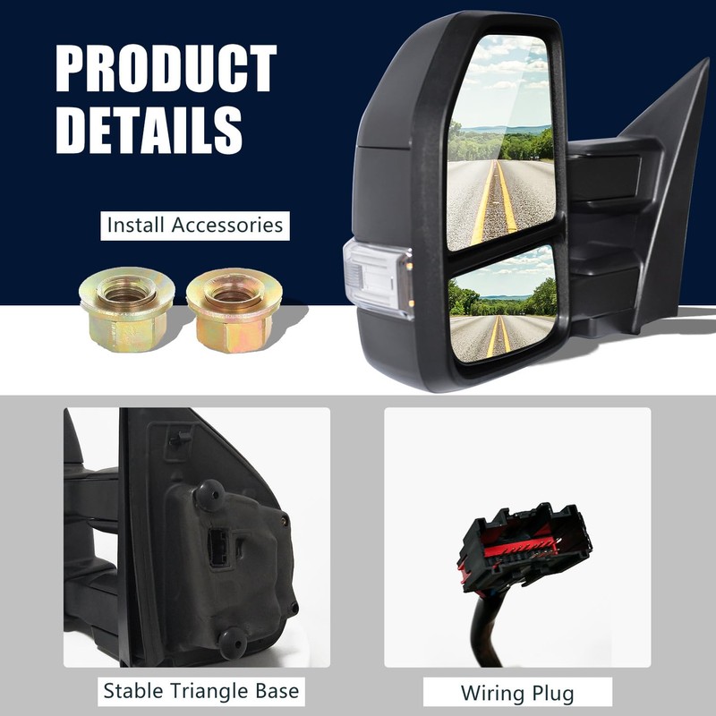 AERDM New towing mirror Black Housing fit for 2015 2016