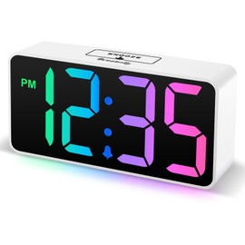 DreamSky Super Loud Alarm Clock for Heavy Sleepers - RGB Small Digital Clock for Kids Bedroom Bedside Nightstand, Electric Desk Clock with Large Number, Dimmer, Adjustable Volume, USB-C Powered